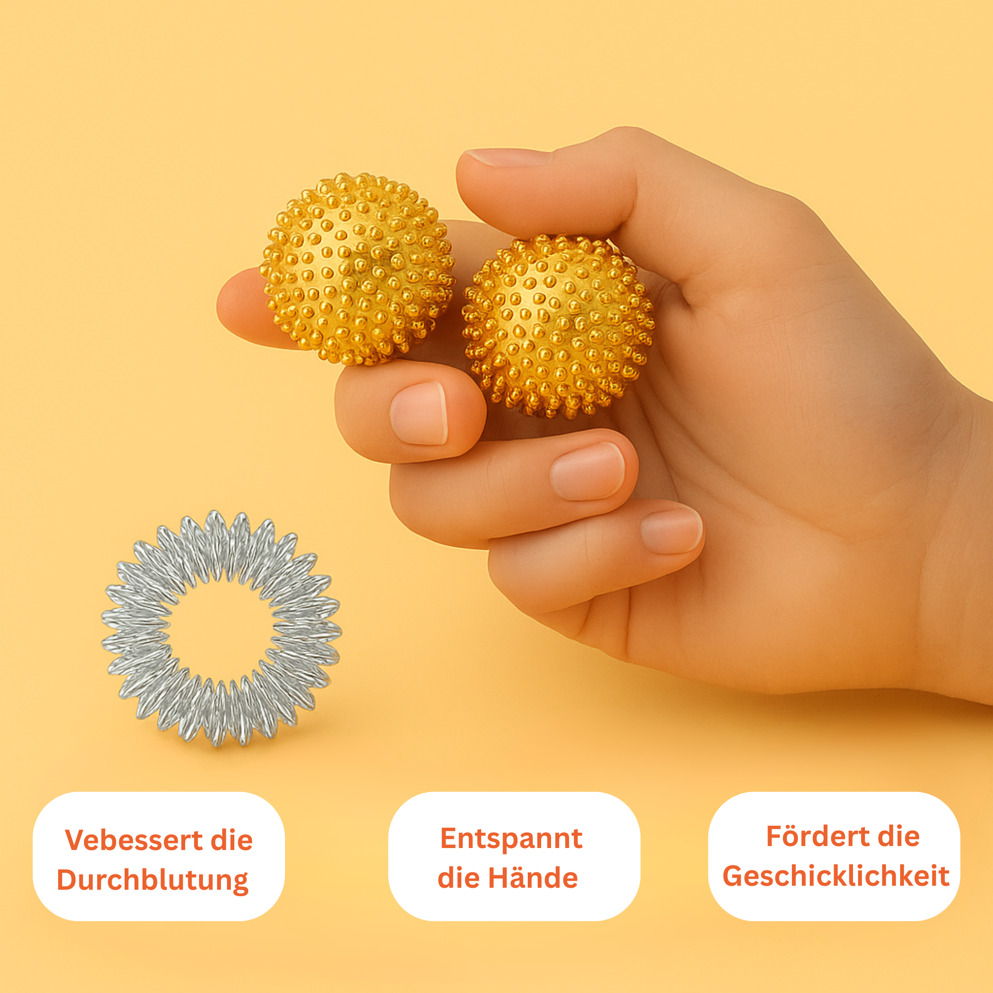 2 x Magnetische Hochstress Akupressurbälle & Akupressurringe