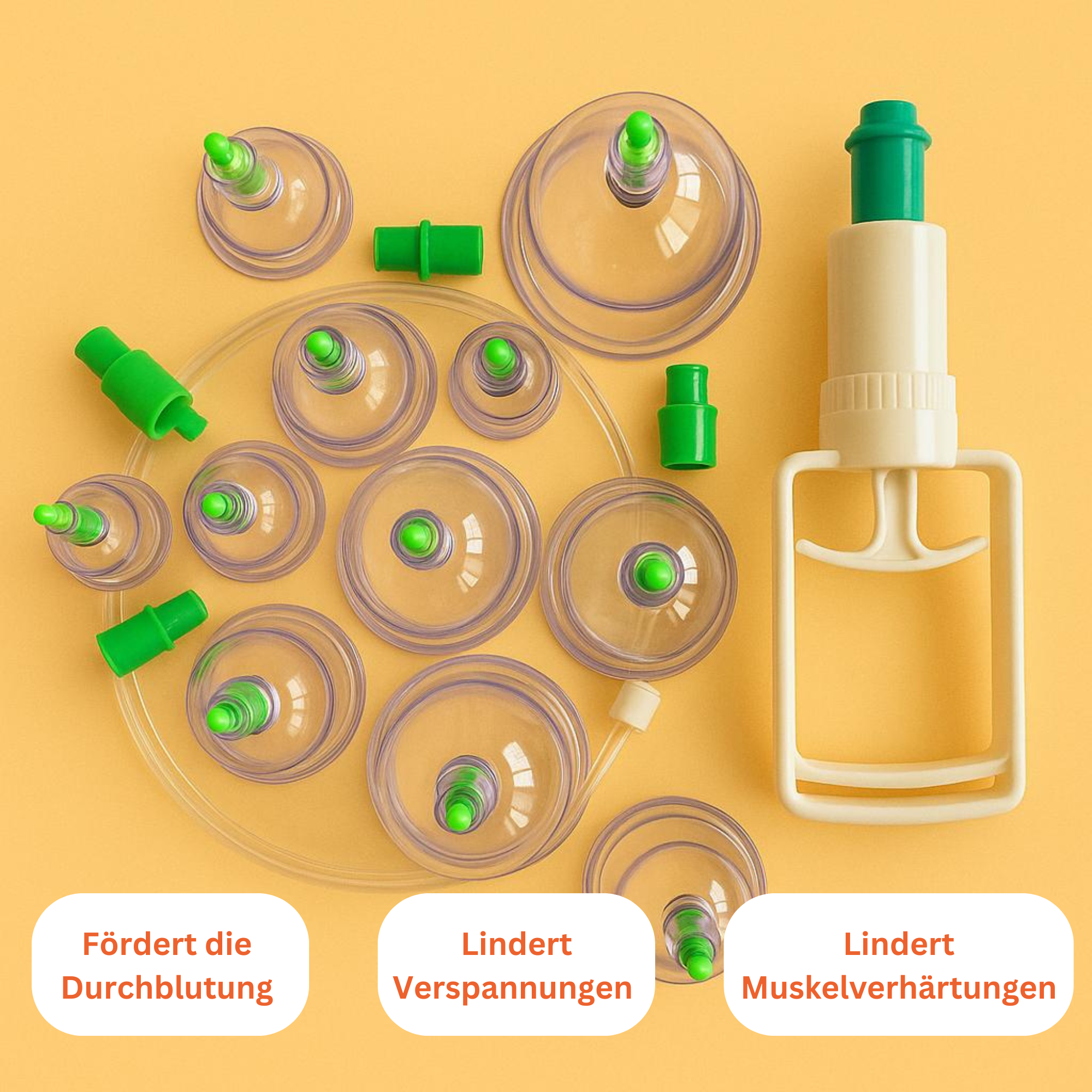 Schröpfset (12-teilig) Schröpfgläser mit Vakuumpumpe